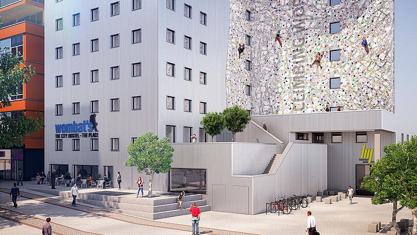 Auf dem massiven Siloturm entsteht der neue Hotelbau. Insgesamt ist das Gebäude dann fast 90 Meter hoch. Die Bilder.
