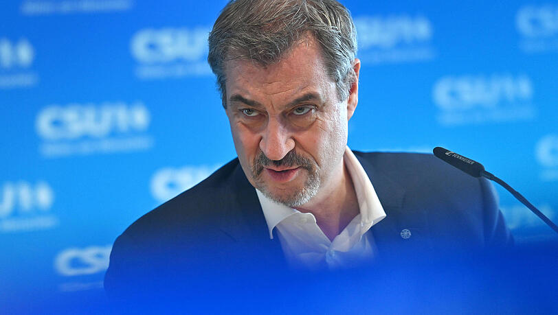 Markus S&ouml;der gibt im Rahmen einer CSU-Pressekonferenz eine Stellungnahme zum Wahlergebnis seiner Partei und zur zuk&uuml;nftigen Zusammenarbeit mit dem neuen M&uuml;nchner Oberb&uuml;rgermeister der Gr&uuml;nen.