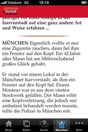 Indem Sie mit dem Finger über den Text streichen, navigieren Sie auf der Seite nach oben oder unten.