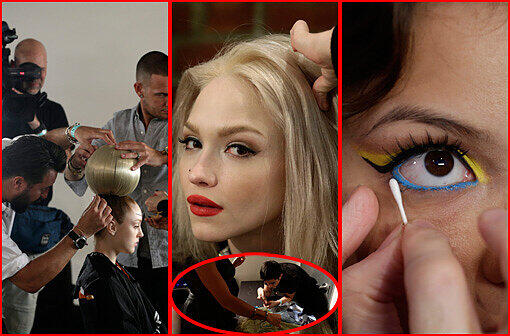 ... sind in Wirklichkeit modische Accessoires der Models. Backstage laufen vor der Show "the Blonde" die Vorbereitungen auf Hochtouren