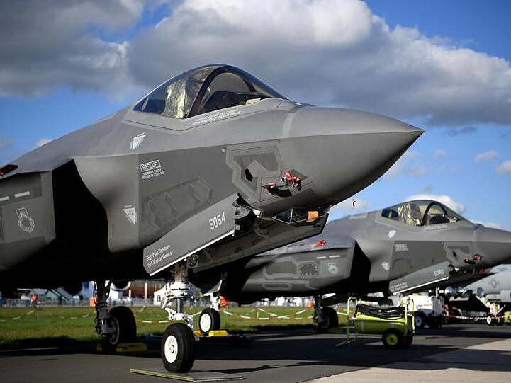 Lockheed Martin F-35 Tarnkappen Mehrzweck Kampfjet der USA ist 2018 bei der Raumfahrtausstellung (ILA) ausgestellt.