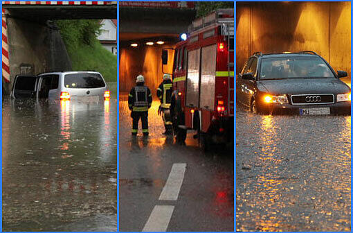 Unwetter haben in mehreren Ortschaften in Oberbayern heftige Überschwemmungen nach sich gezogen - eine Bilderstrecke zum Durchklicken.