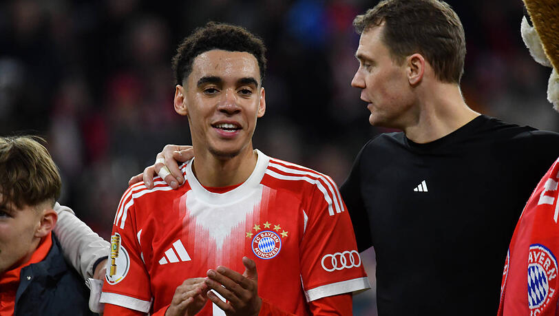 Gut drauf: Die Bayern-Stars Jamal Musiala (l.) und Manuel Neuer.