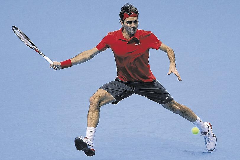 Ausfallschritt, elegante Vorhand. Roger Federer hat mit seinem Erfolg beim Saisonfinale wieder einmal gezeigt, dass er zu den ganz Großen des Tennissports gehört.Foto: Getty