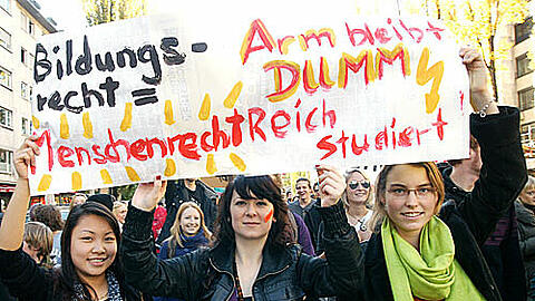 Szene von der Münchner Demo am Dienstag