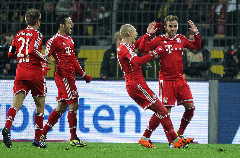 23.11.2013 &ndash; 13. Spieltag, Dortmund-Bayern 0:3: Bayerns erstes Spiel unter Pep in Dortmund. Und die Rückkehr von Mario Götze nach dessen Wechsel zu den Bayern. Und ausgerechnet Götze bringt die klar überlegenen Bayern mit 1:0 in Führung.