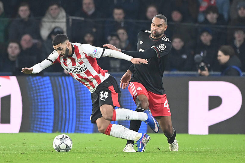 Ganz stark in Eindhoven: Ismael Saibari (l.), hier im Duell mit seinem neuen Bayern-Kollegen Jonathan Tah in der Champions League. Ganz stark in Eindhoven: Ismael Saibari (l.), hier im Duell mit seinem neuen Bayern-Kollegen Jonathan Tah in der Champions League.