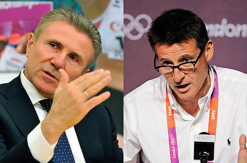 Sergej Bubka (l) und Sebastian Coe wollen IAAF-Präsident werden. Coe hat derzeit die besten Chancen auf den Posten.