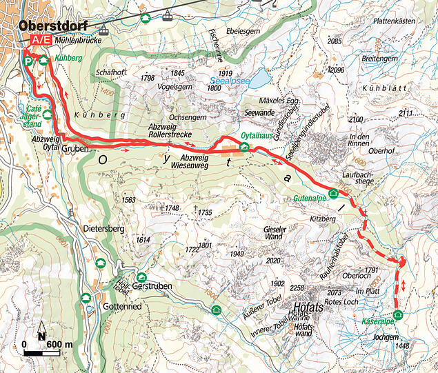 Die Route bei Oberstdorf.