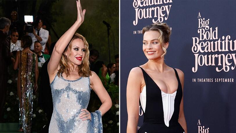 Dieser Traum von Kylie Minogue (l.) geht wohl nicht in Erfüllung: Margot Robbie kann und will sie nicht in einem Biopic verkörpern.