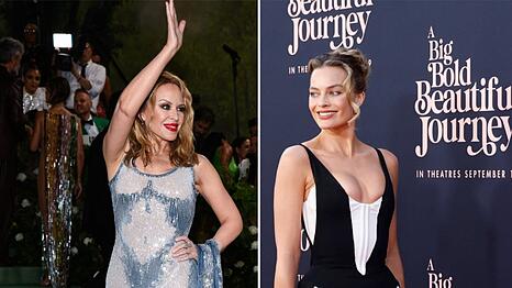 Dieser Traum von Kylie Minogue (l.) geht wohl nicht in Erfüllung: Margot Robbie kann und will sie nicht in einem Biopic verkörpern.