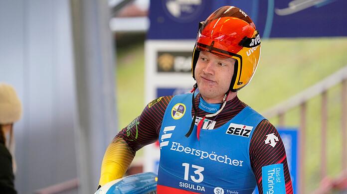 Max Langenhan aus Deutschland reagiert nach seinem Sieg.