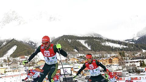 Johannes Rydzek und Fabian Riessle spurten beide in Ramsau auf das Podest.