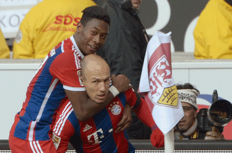 David Alaba (l.) und Arjen Robben - sie machten den Unterschied aus im Spiel des FC Bayern München gegen den VfB Stuttgart.