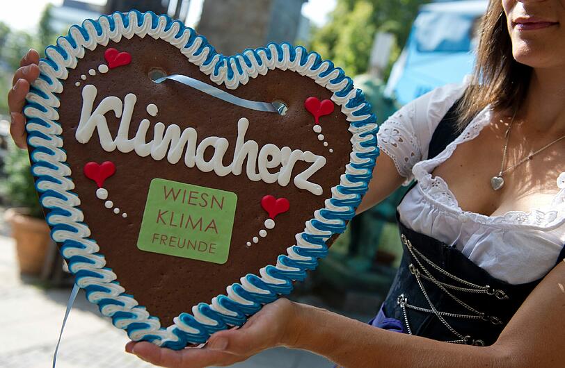 Das "Klimaherz": Seit diesem Jahr beziehen alle Schausteller und Festwirte alternative Energie.