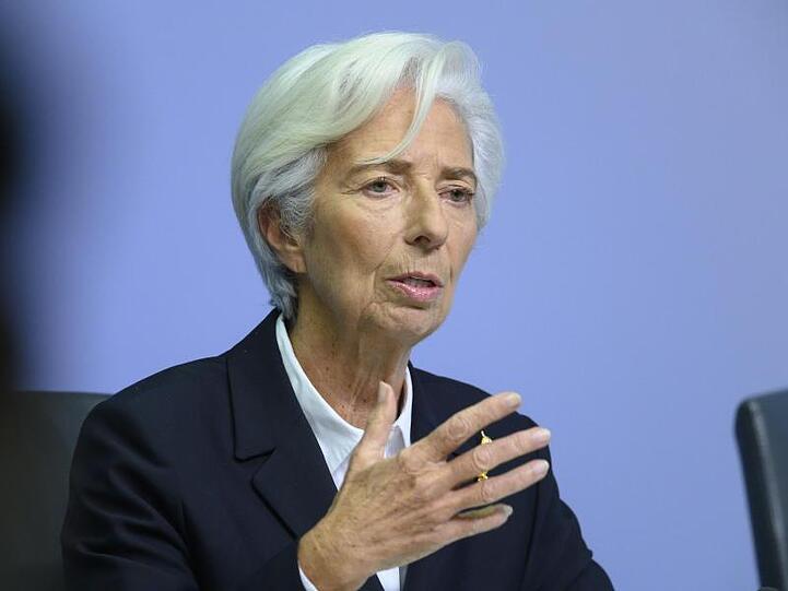 Christine Lagarde, Präsidentin der Europäischen Zentralbank (EZB), spricht auf einer der turnusmäßigen Pressekonferenzen der EZB.