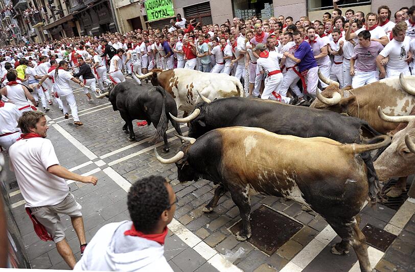 Der erste Lauf der Fiesta von San Fermin.