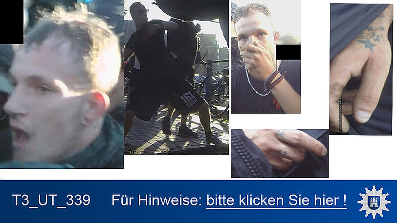 Nach diesen Personen wird öffentlich gefahndet. Die Polizei in Hamburg wird erreicht unter 040/4286-76543.