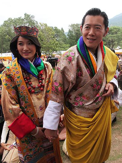Farbenfrohe Hochzeit in Bhutan: Die Bilder
