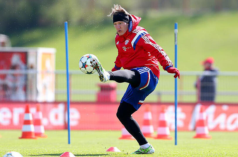 Bastian Schweinsteiger am Sonntag beim Training an der Säbener Straße.