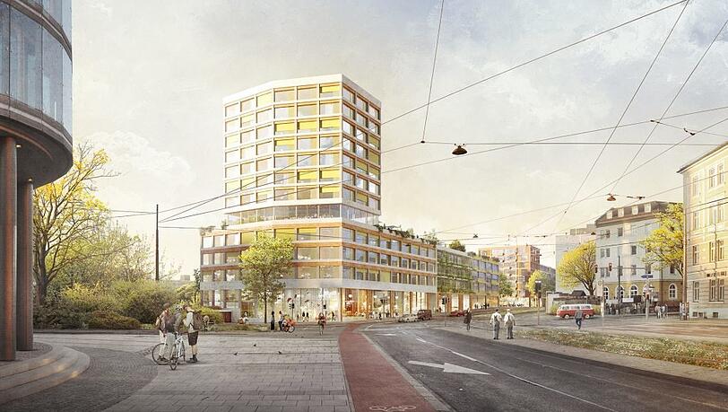 45-Meter-Hochpunkt: Am Haidenauplatz, schräg gegenüber der anderen Bauprojekte, ist das Quartier Orleanshöfe geplant. 45-Meter-Hochpunkt: Am Haidenauplatz, schräg gegenüber der anderen Bauprojekte, ist das Quartier Orleanshöfe geplant.