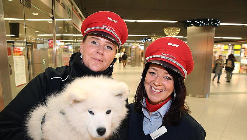 Mandy und Nici, die der Spaziergänger am Ostbahnhof trifft, haben sogar ein Hundeleckerli für Shana dabei. Mandy und Nici, die der Spaziergänger am Ostbahnhof trifft, haben sogar ein Hundeleckerli für Shana dabei.