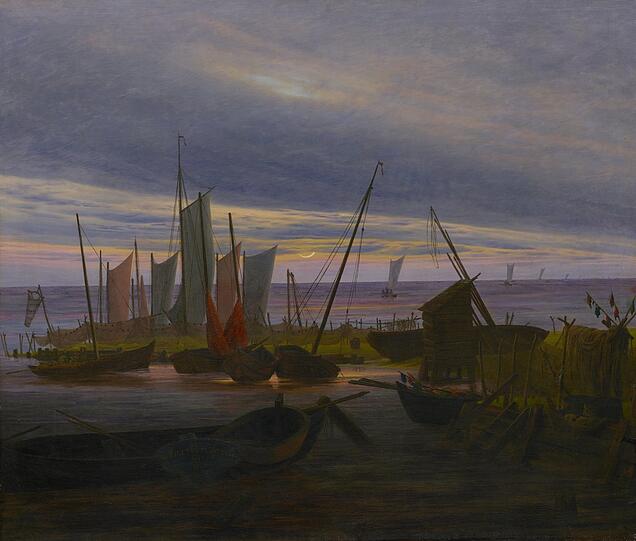 Typische Stimmung: Caspar David Friedrichs "Schiffe im Hafen am Abend" aus dem Jahr 1828.