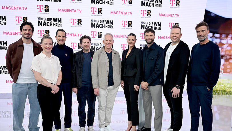 Das Team von MagentaTV w&auml;hrend der Fu&szlig;ball-WM 2026.