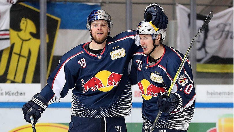 Torschützen für den EHC: Stajan (l.) und Daubner gegen Iserlohn