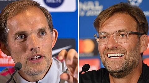 PSG-Coach Thomas Tuchel (l) und Liverpools Trainer Jürgen Klopp treffen in der Champions League aufeinander.