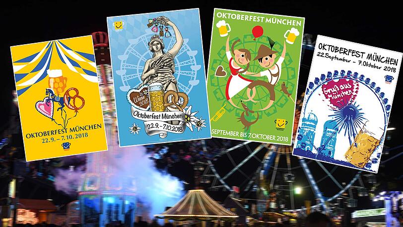 Nur vier der insgesamt 61 Wiesn-Plakat-Vorschläge. Klicken Sie sich durch!