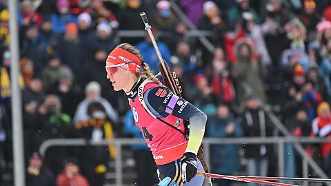 Biathletin Denise Herrmann-Wick gewann im WM-Sprint in Oberhof Gold.
