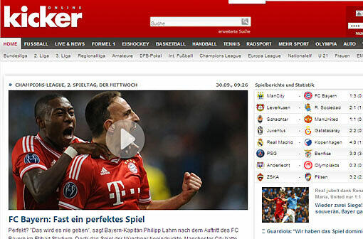 kicker.de schreibt: "FC Bayern: Fast ein perfektes Spiel"