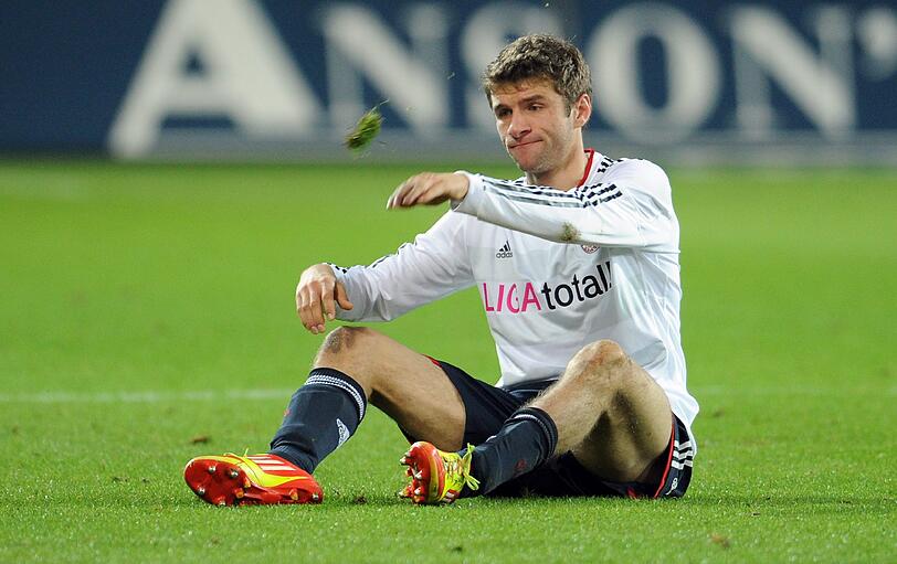THOMAS MÜLLER. Nach seiner &bdquo;künstlerischen Pause&ldquo; willig und umtriebig wie immer, jedoch mit wenig zwingenden Aktionen. Und Robben, der andere Stammspieler, sah von draußen zu. Note 4