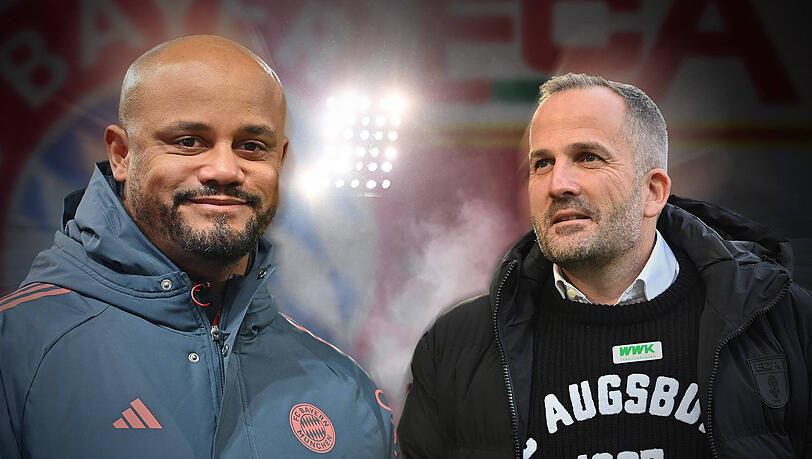 Bayerisch-schw&auml;bisches Derby: Bayern-Coach Kompany gegen Augsburgs Manuel Baum (r.).