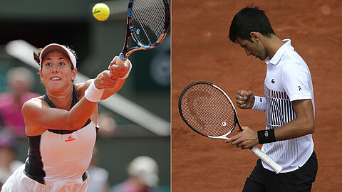 Die Spanierin Garbine Muguruza (links) musste in Paris gegen Anett Kontaveit Schwerstarbeit verrichten, Novak Djokovic brachte auch ein kurzer Frustanfall nicht vom Erfolgsweg ab.