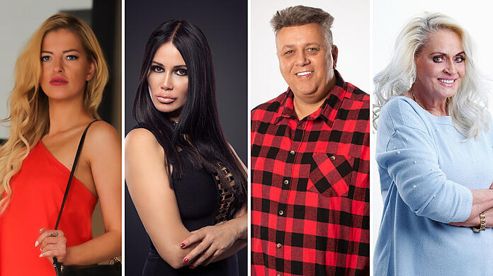 Vier der zwölf Dschungel-Promis 2021: Xenia von Sachsen, Djamila Rowe, Frank Fussbroich und Bea Fiedler.