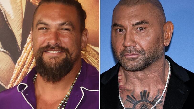 Planen einen Film, in dem sie beide leichtbekleidet auftreten: Jason Momoa (l.) und Dave Bautista.
