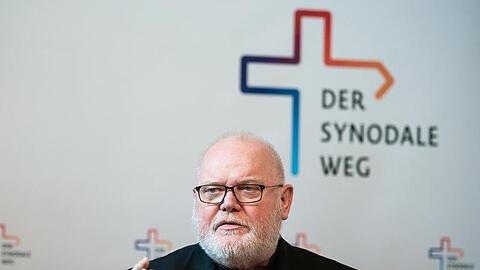 Kardinal Reinhard Marx, Vorsitzender der Deutschen Bischofskonferenz, spricht auf der Pressekonferenz zur ersten Vollversammlung des Synodalen Wegs in Frankfurt.