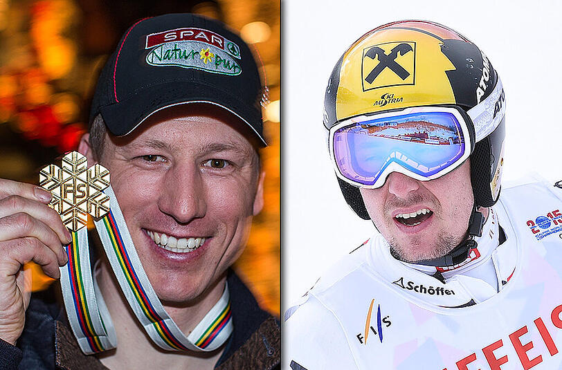 Österreich stiehlt den USA die Show. Hannes Reichelt (l) holte schon Gold im Super-G. Marcel Hirscher (r) hofft auf die Kombi.