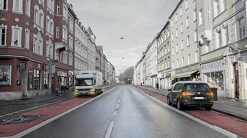 So stellt sich die CSU-Fraktion die Humboldtstraße mit rotem Radlstreifen statt Parkplätzen vor. Ob es dazu kommt, darüber herrscht Verwirrung.