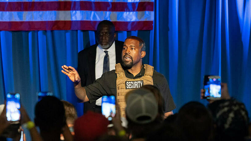 Kanye West während seines Wahlkampfauftritts in Kalifornien