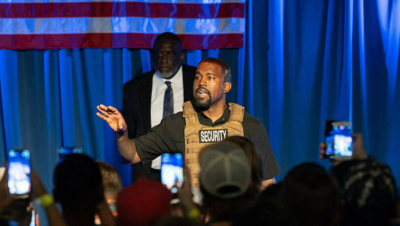 Kanye West während seines Wahlkampfauftritts in Kalifornien Kanye West während seines Wahlkampfauftritts in Kalifornien