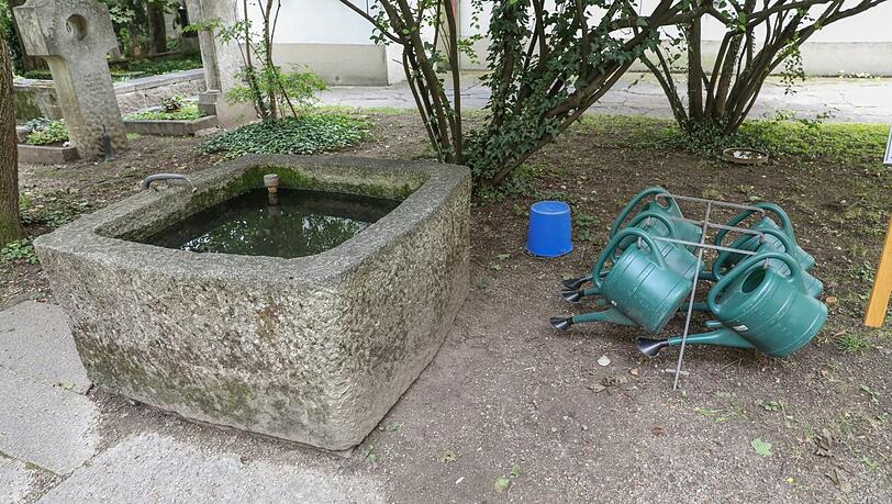 Richtig gelagert: Hier sind die Gießkannen so schräg aufgehängt, dass sich kein Wasser ansammeln kann. Auch der Kübel liegt auf dem Kopf. Richtig gelagert: Hier sind die Gießkannen so schräg aufgehängt, dass sich kein Wasser ansammeln kann. Auch der Kübel liegt auf dem Kopf.