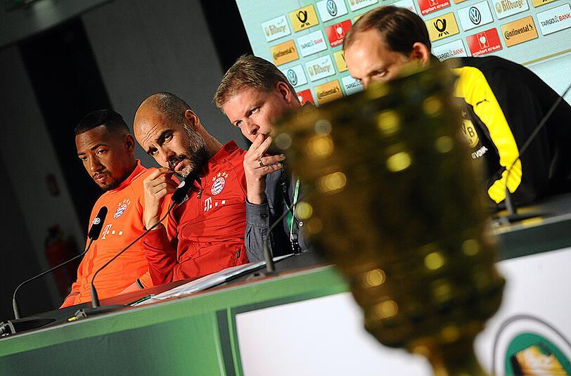 Den Titel im Visier: Pep Guardiola (2. v. l.) will in seinem letzten Spiel als Bayern-Trainer das Double perfekt machen.