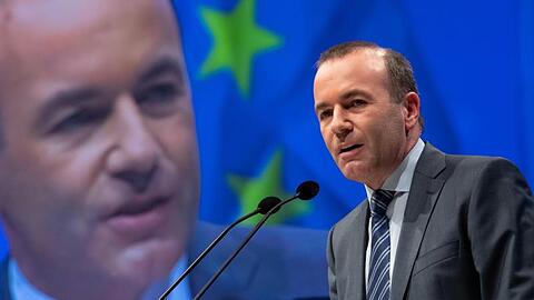 Manfred Weber am vergangenen Freitag während der gemeinsamen Abschlusskundgebung zur Europawahl von EVP, CDU und CSU in München.