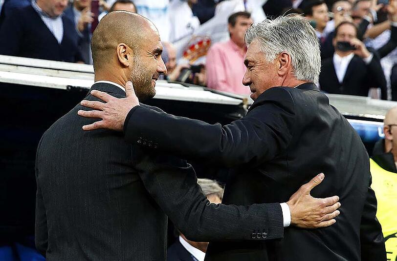 Zwei Trainer, die sich verstehen: Pep Guardiola und Carlo Ancelotti.