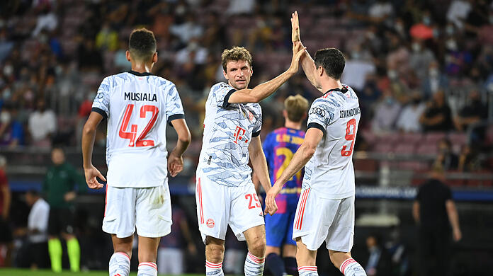 Erzielten die Bayern-Tore gegen Barca: Thomas Müller (l) und Robert Lewandowski.