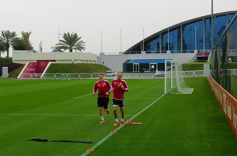 Bastian Schweinsteiger und Arjen Robben müssen sich noch mit Lauftraining begnügen.
