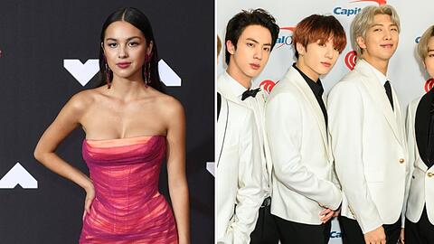 Olivia Rodrigo (li.) und BTS geben dieses Jahr ihre Hits bei den Grammys zum Besten.